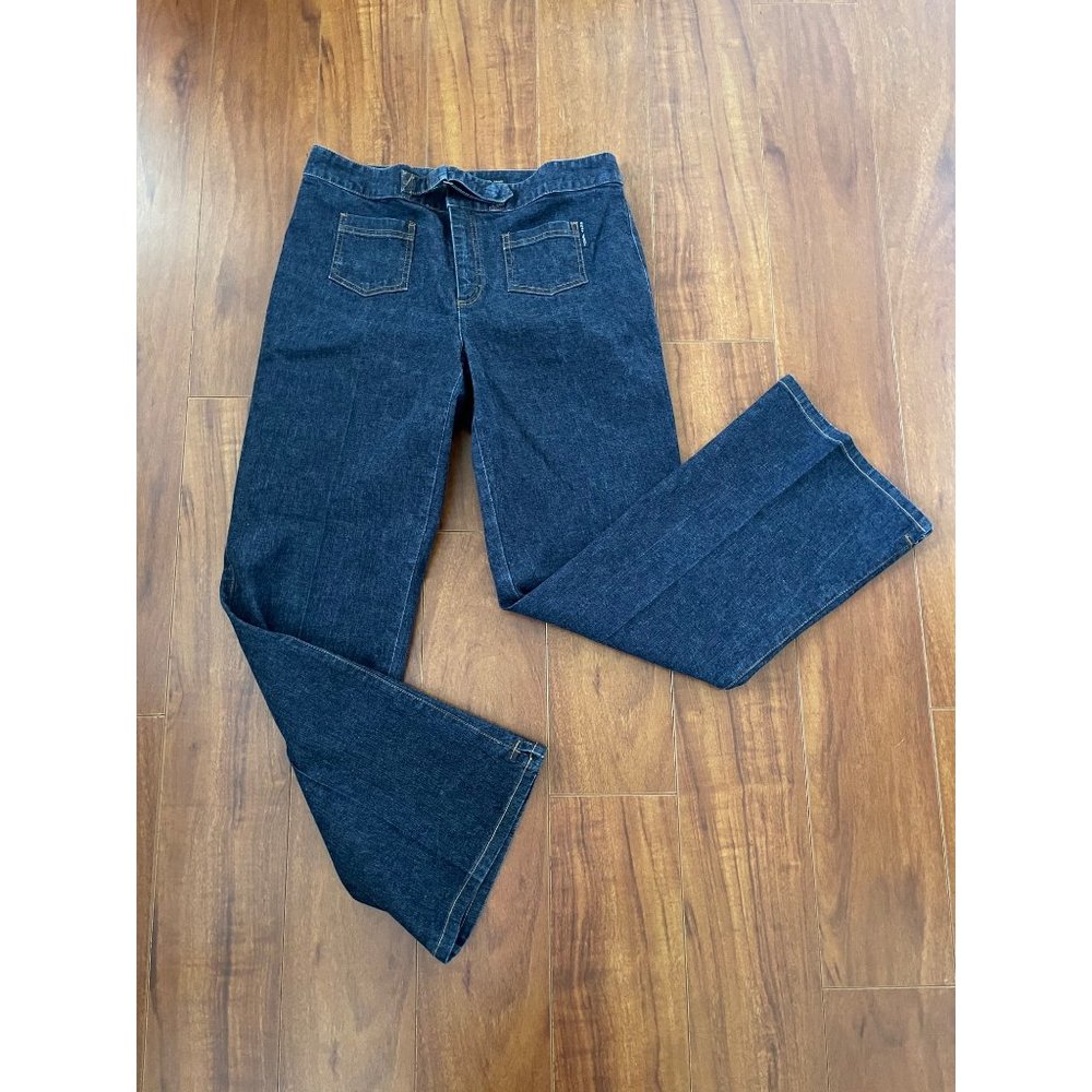 DKNY JEANS Womens Wide Leg Blue High Rise Jeans Dark Wash size 10 - Picture 2 of 12